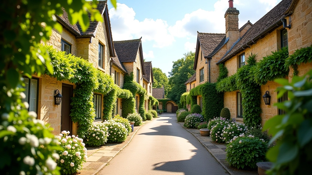 Historische Steinhäuser in Bibury Dorf mit traditionellen Cotswolds Architektur